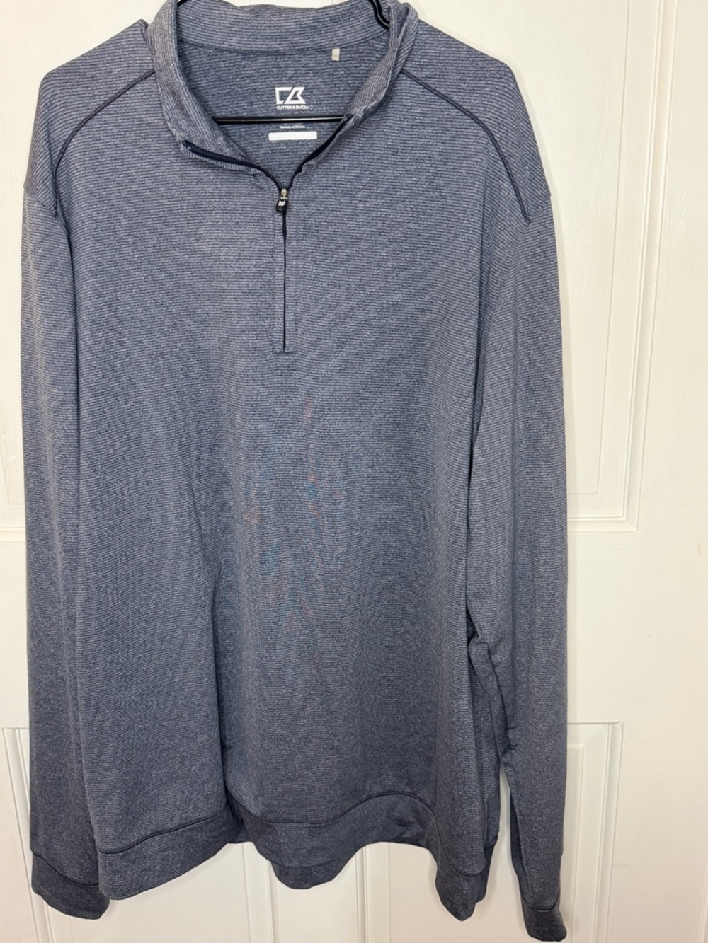 Men's Cutter & Buck Heather Navy Quarter-Zip Pullover Sweater